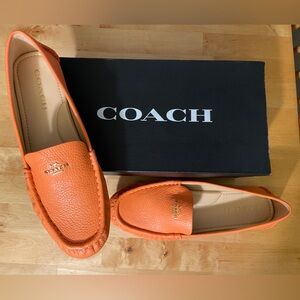 Coach Marley leather loafers in Tangerine
